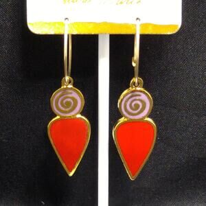 Laurel Burch "Femina" 1993 Earrings, Gold Over Sterling, 1990s Vintage Jewelry
